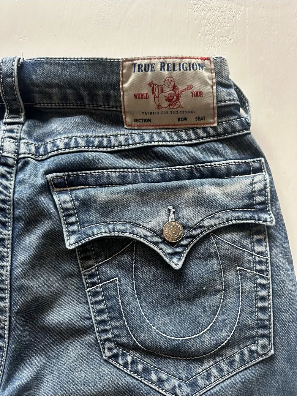 True Religion Men's Faded Blue Slim Straight Jeans